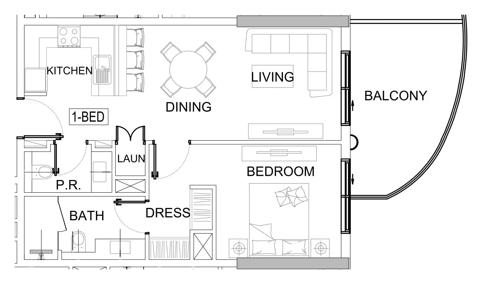 1 bedroom floor plan