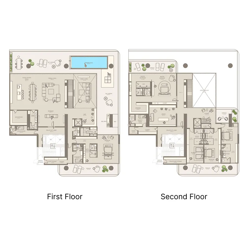 5 bedrooms floor plan