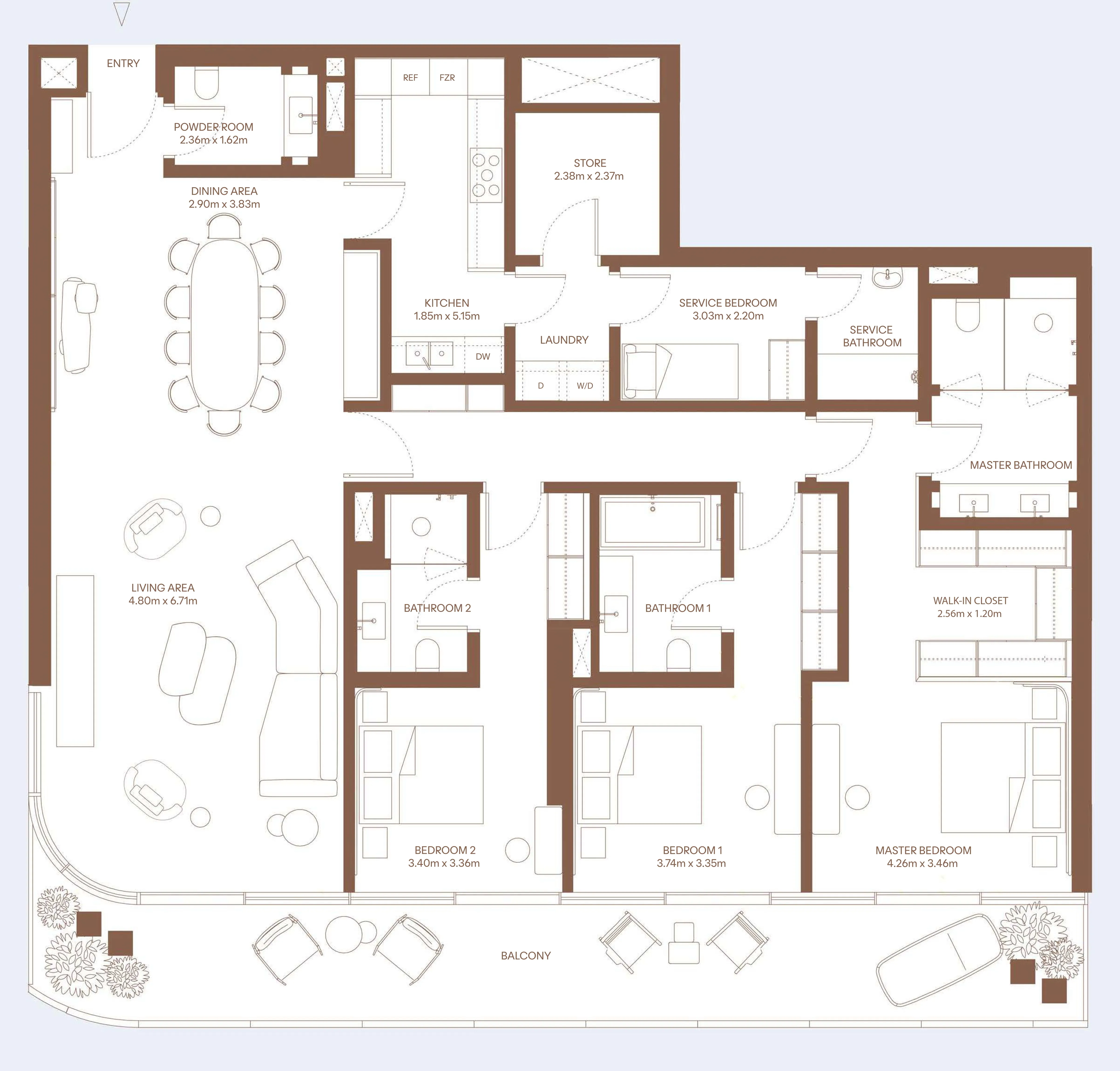 3 bedrooms floor plan