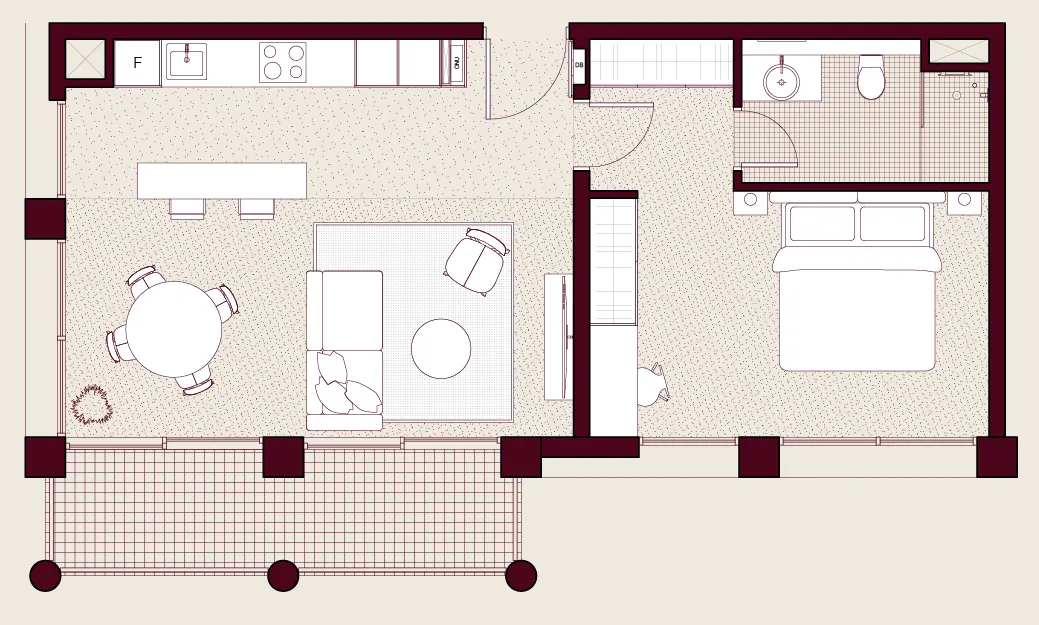 1 bedroom floor plan