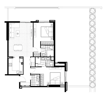 2 bedrooms floor plan