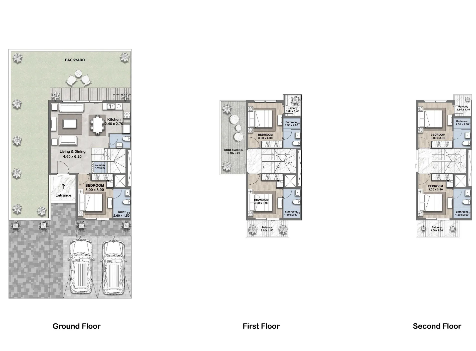 5-bedroom townhouse floor plan