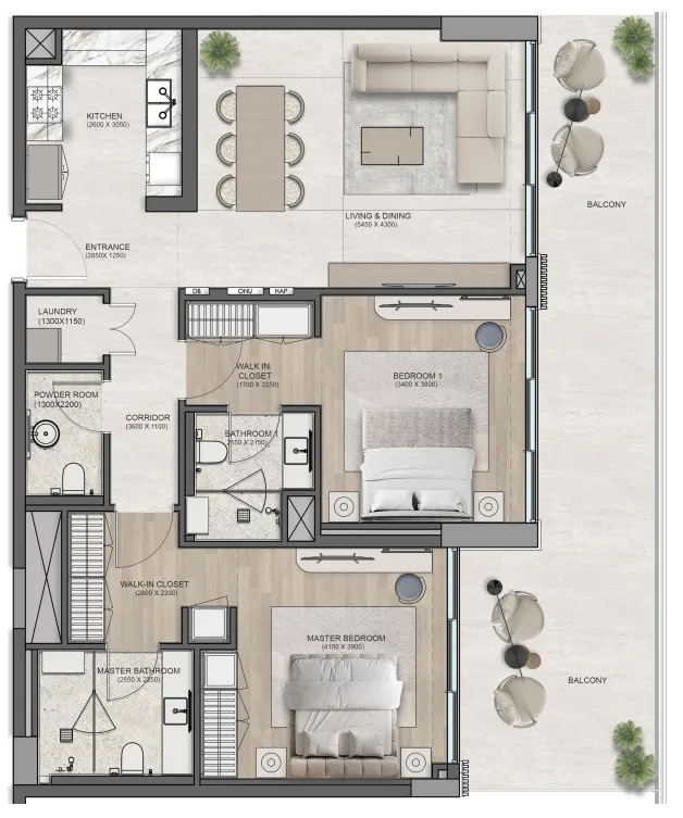 1 bedroom floor plan