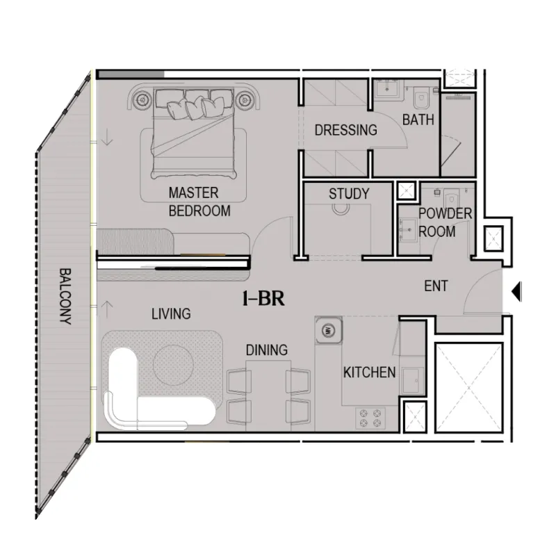 1 bedroom floor plan