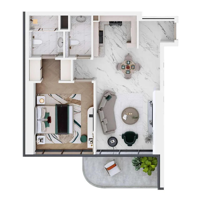 1 bedroom floor plan