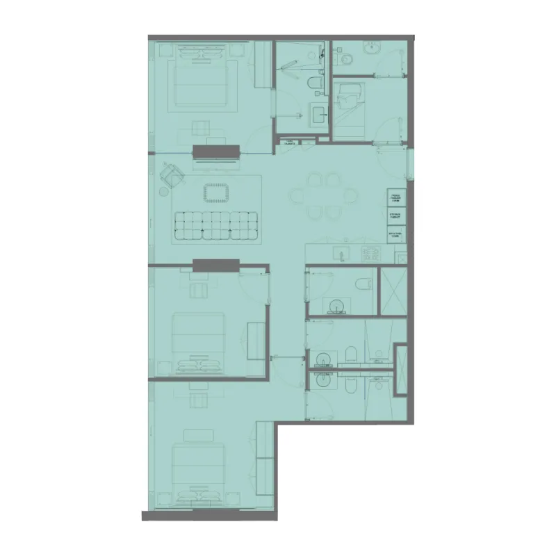 3 bedrooms floor plan