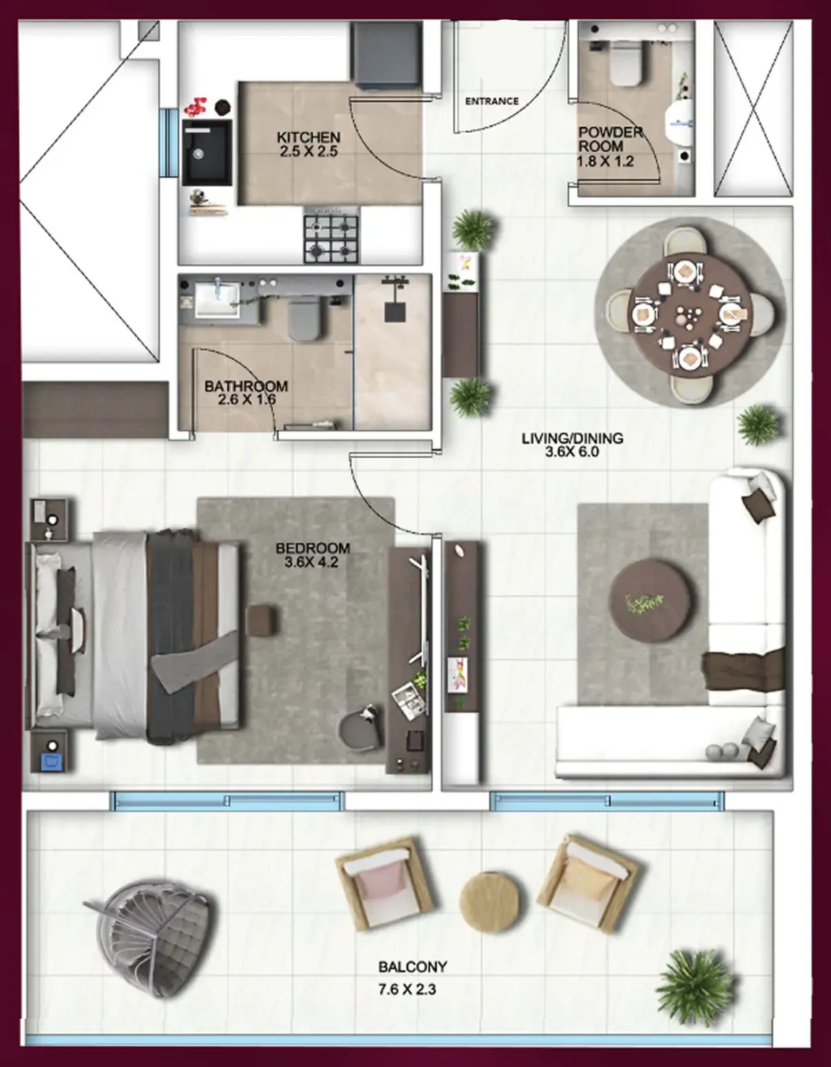 1 bedroom floor plan