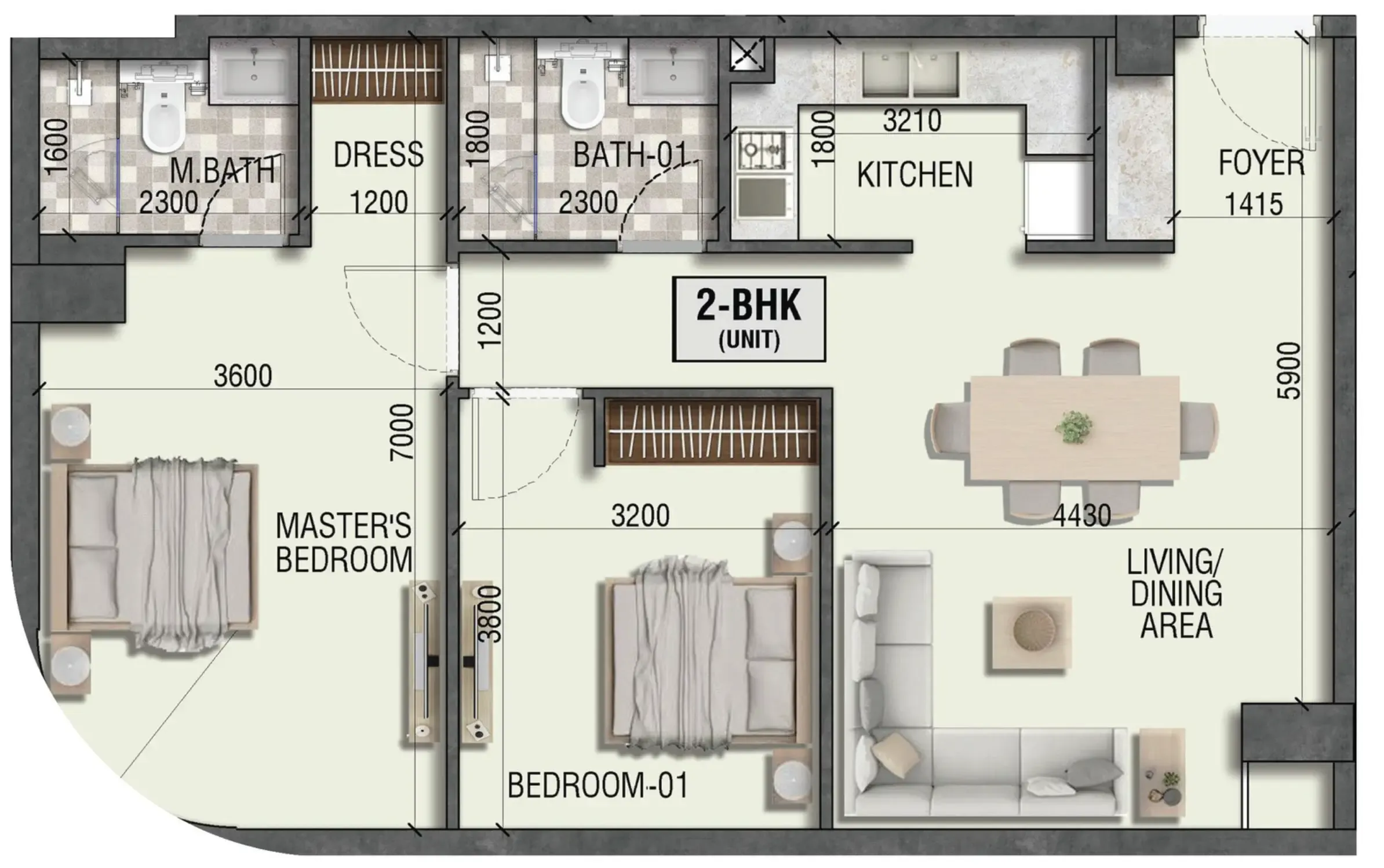 2 bed