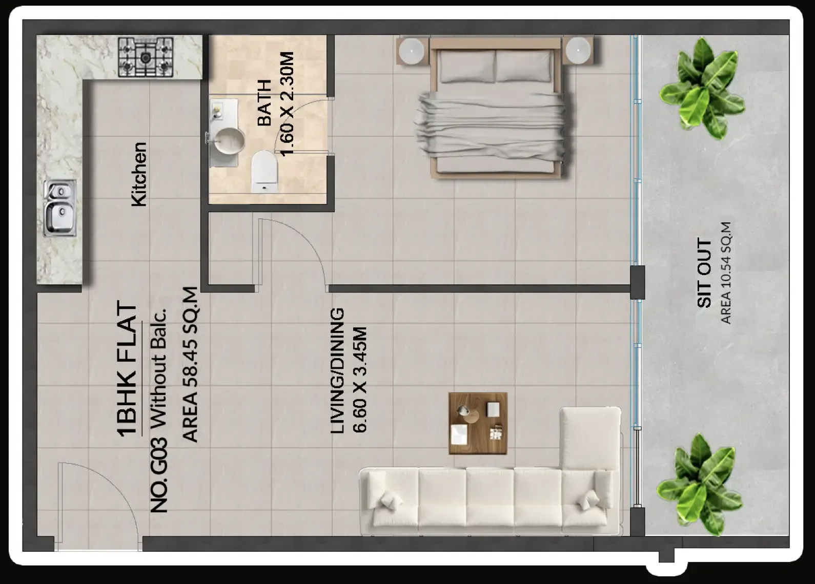 1 bed