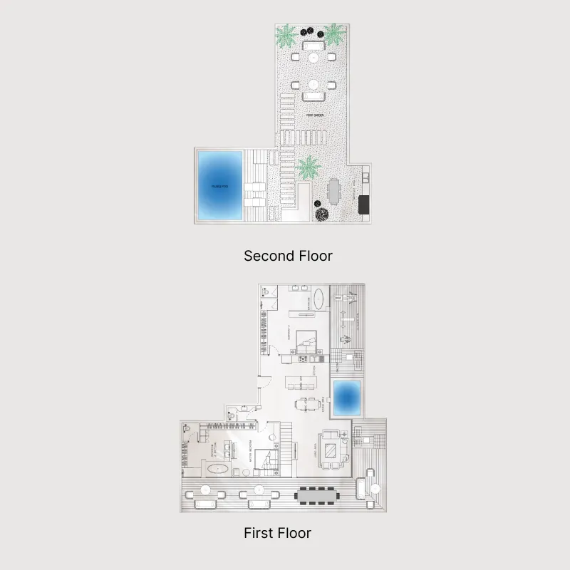 2 bedrooms floor plan