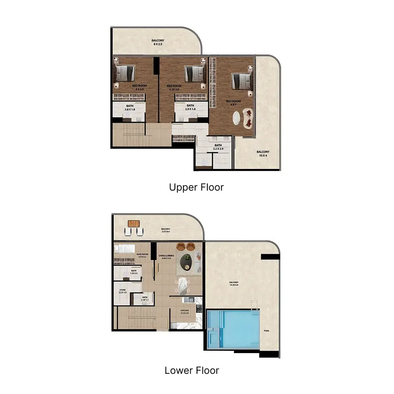 3 bedrooms floor plan