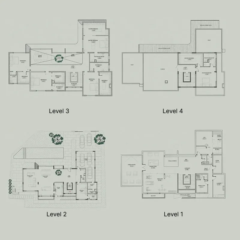 6 bedrooms floor plan