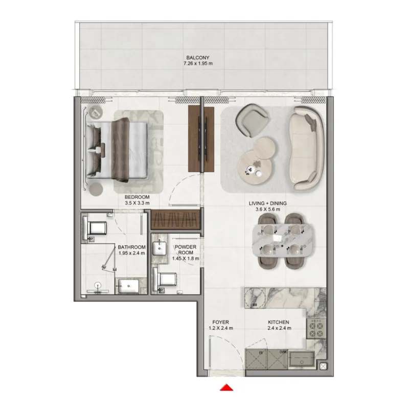1 bedroom floor plan