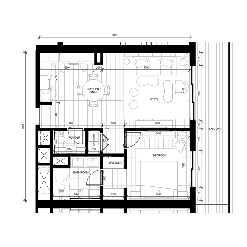 1 bedroom floor plan