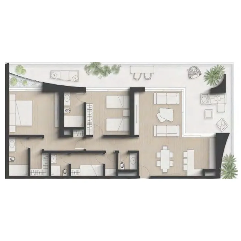 2 bedrooms floor plan