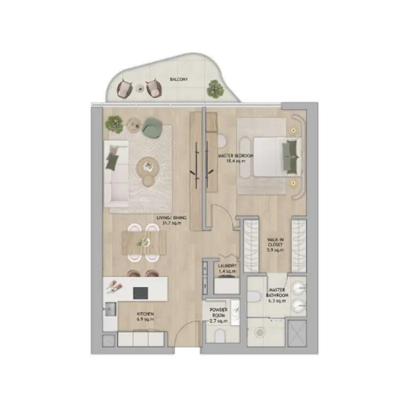 1 bedroom floor plan