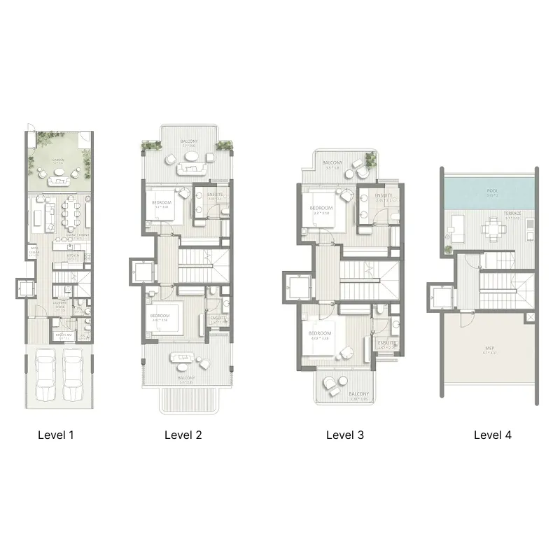 4-bedroom townhouse floor plan