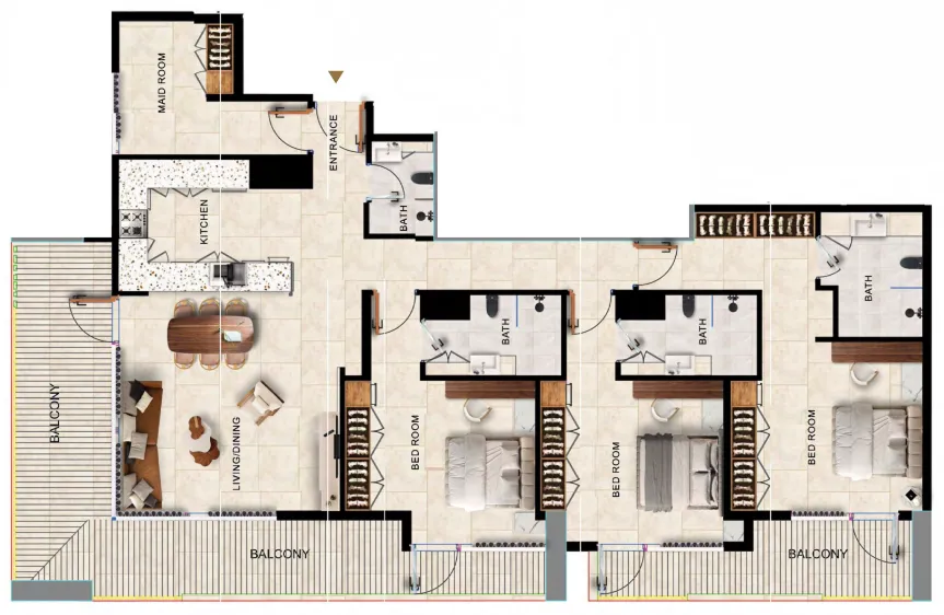 3 bedrooms floor plan