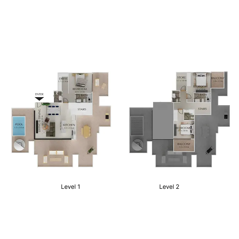 3 bedrooms floor plan