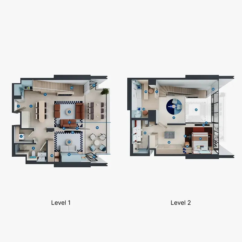 2 bedrooms floor plan