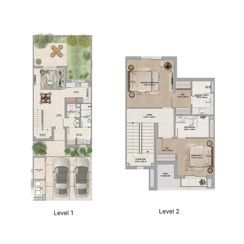 2 bedrooms floor plan