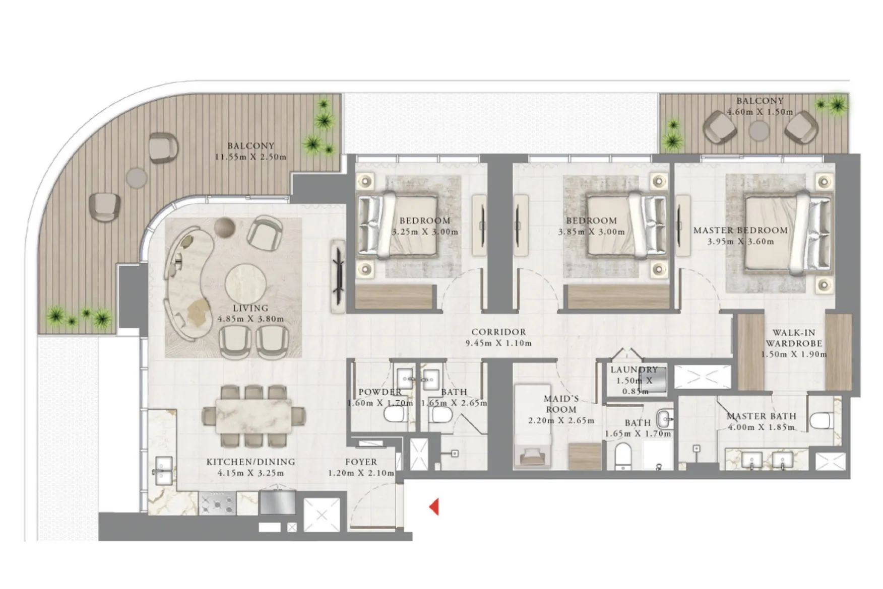 3 bedrooms floor plan