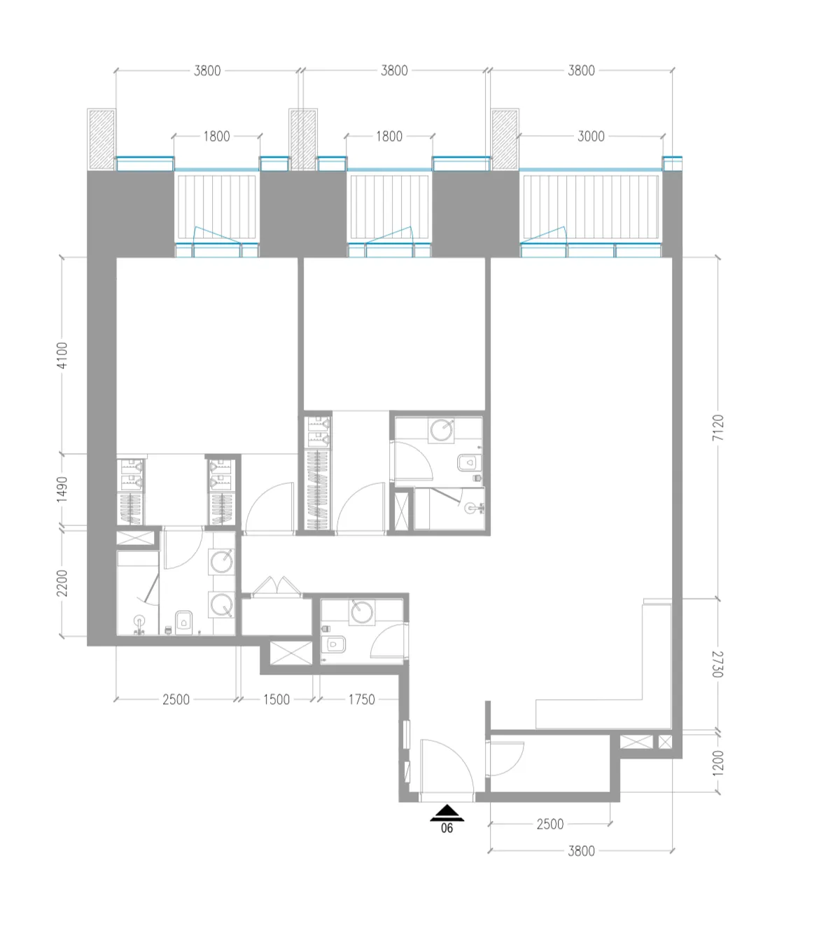 2 bedrooms floor plan