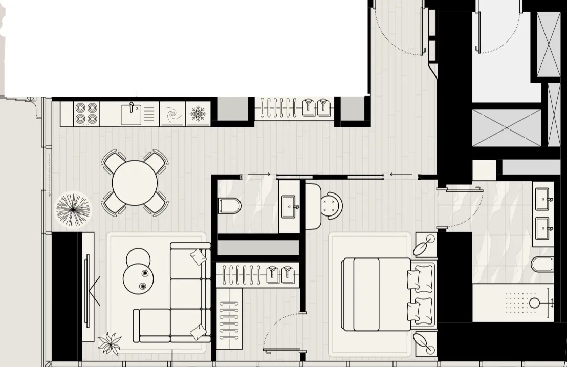 Mered Iconic Tower 1BR floor plan