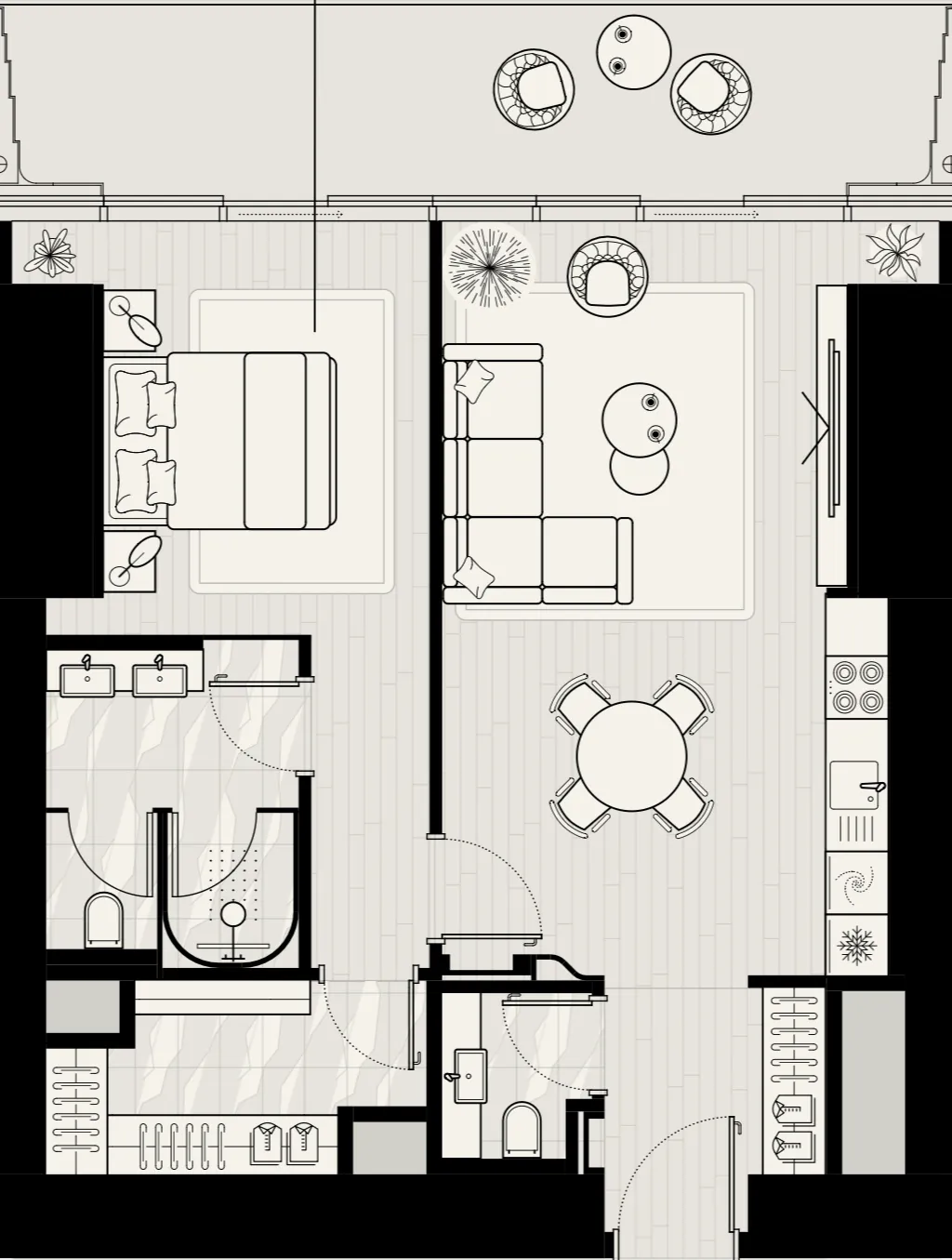 Mered Iconic Tower 1BR floor plan