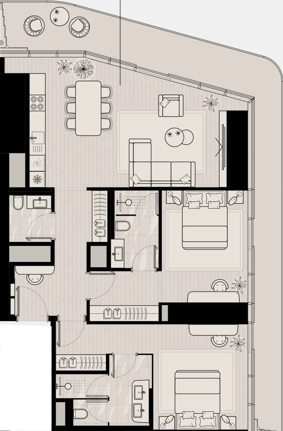 Mered Iconic Tower 2BR floor plan