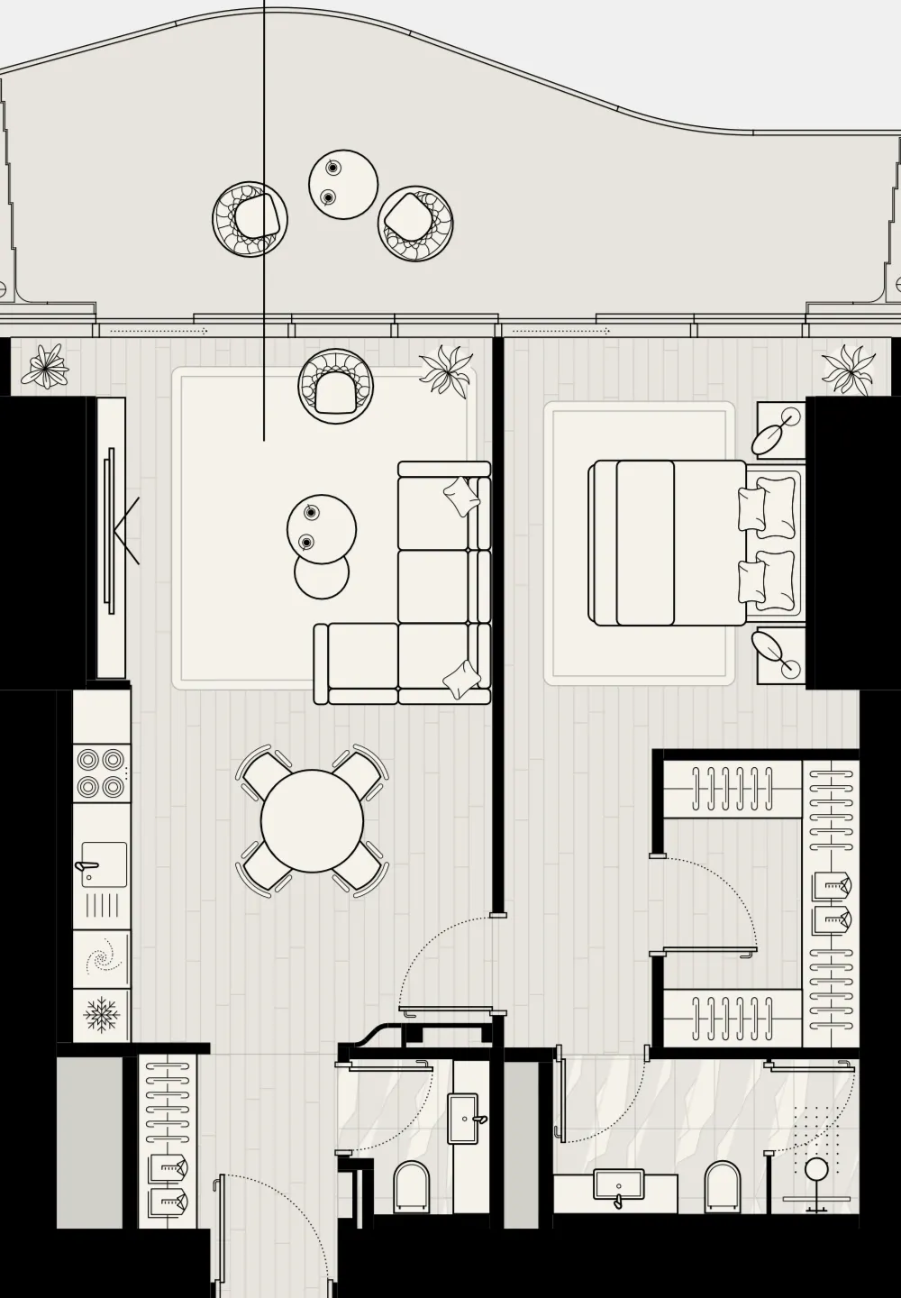 Mered Iconic Tower 1BR floor plan