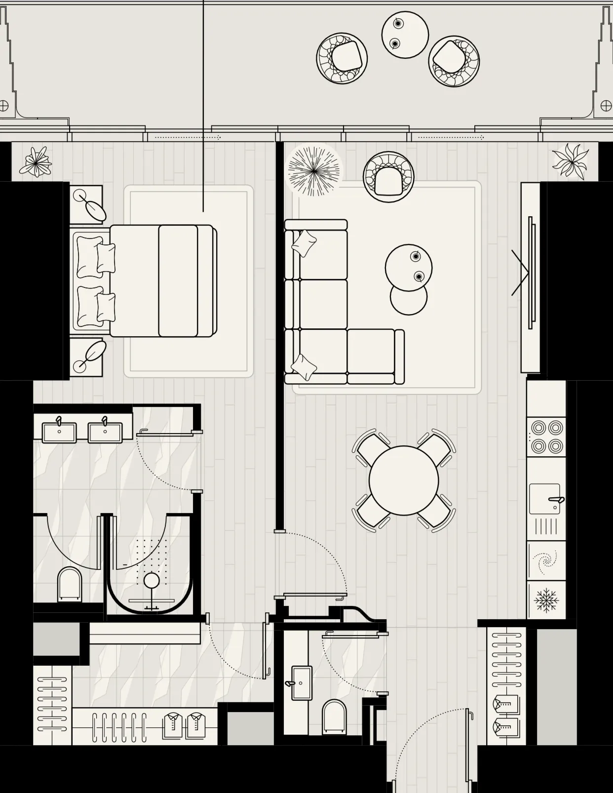 Mered Iconic Tower 1BR floor plan