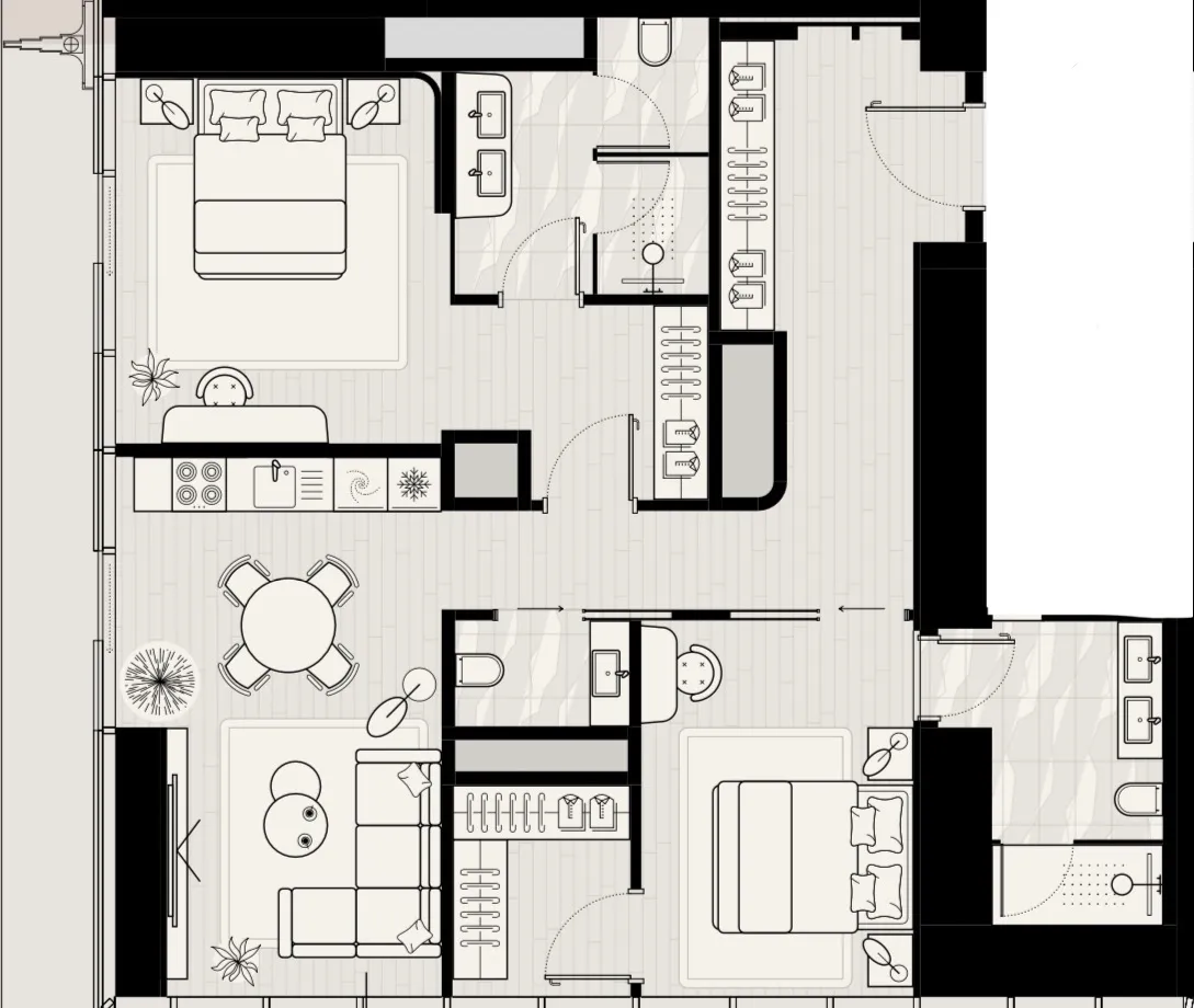Mered Iconic Tower 2BR floor plan