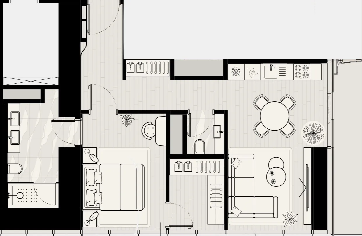 Mered Iconic Tower 1BR floor plan