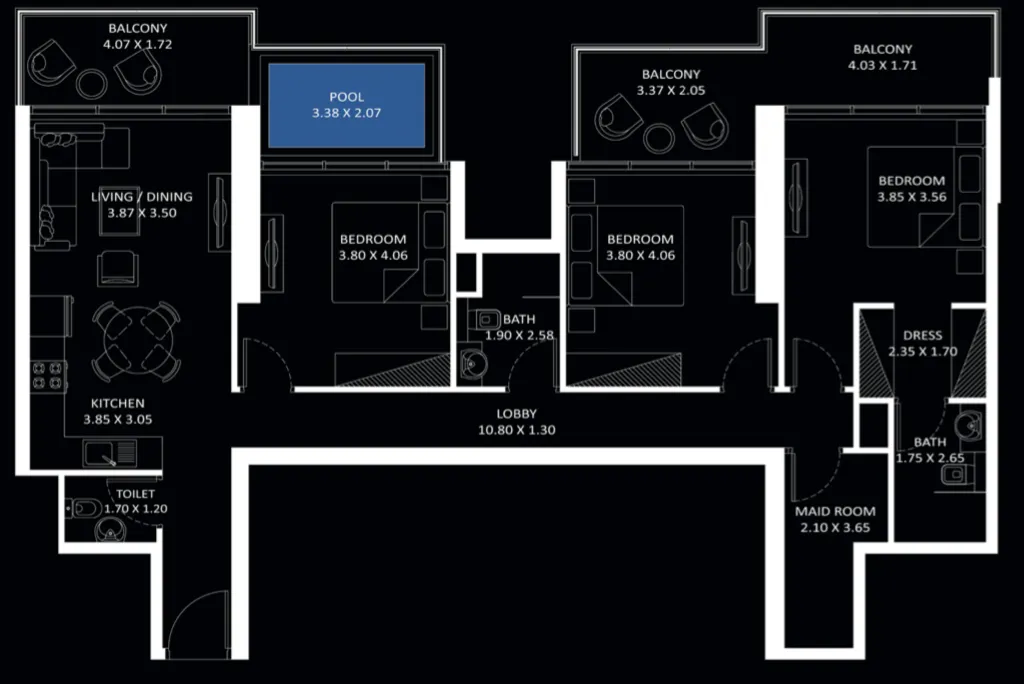 3 bedrooms floor plan