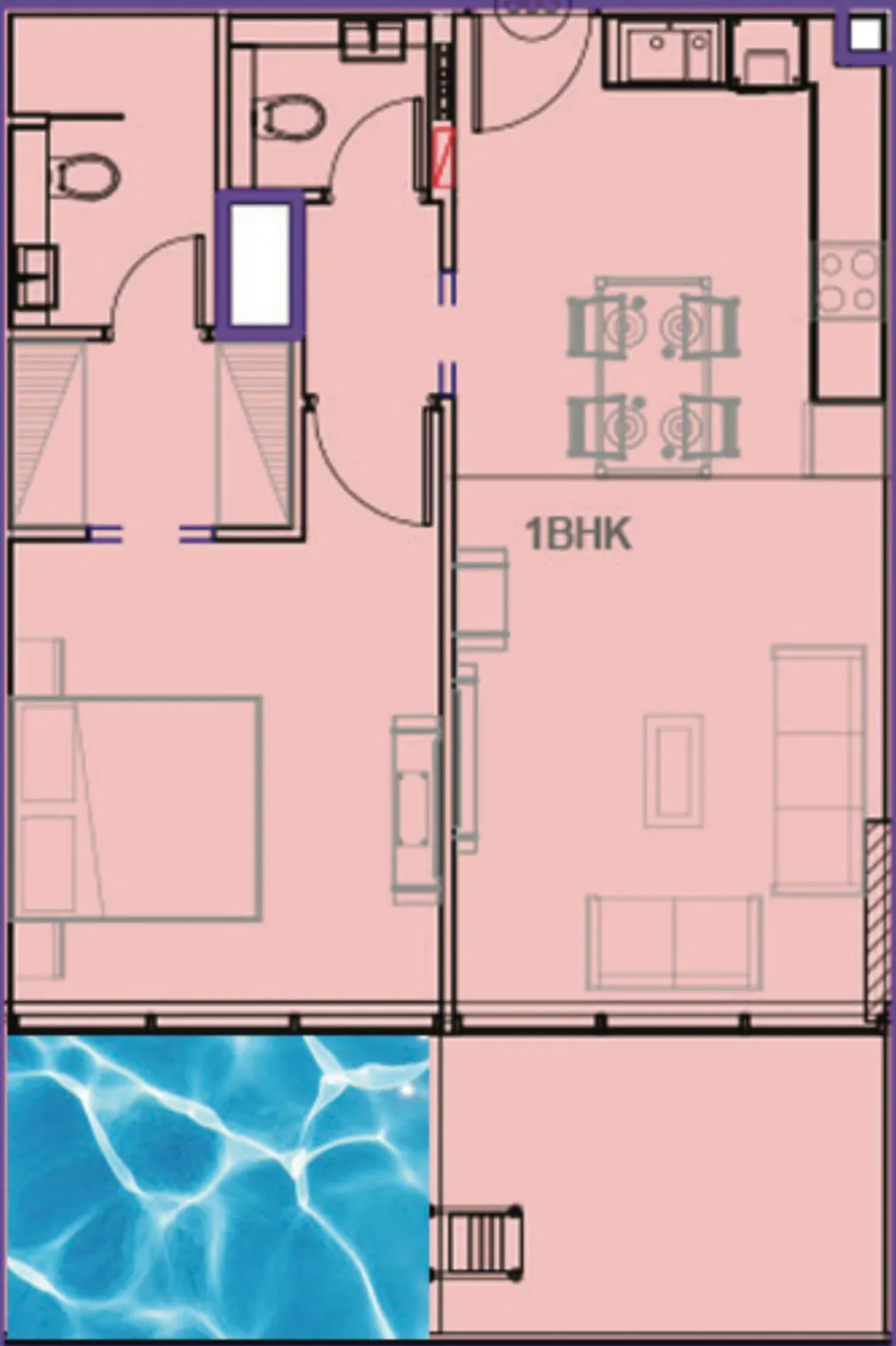 1 bedroom floor plan