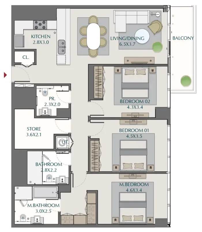 3 bed