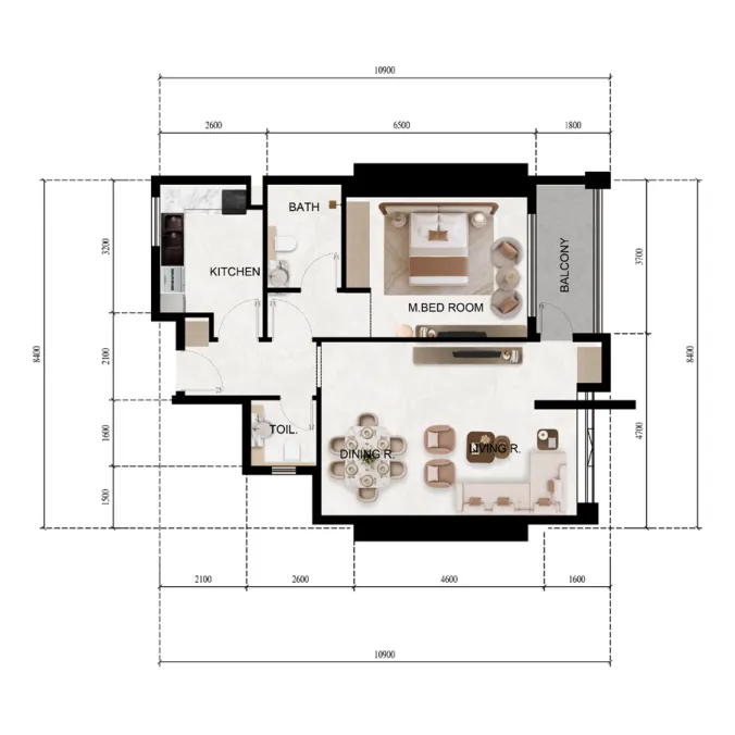 1 bed