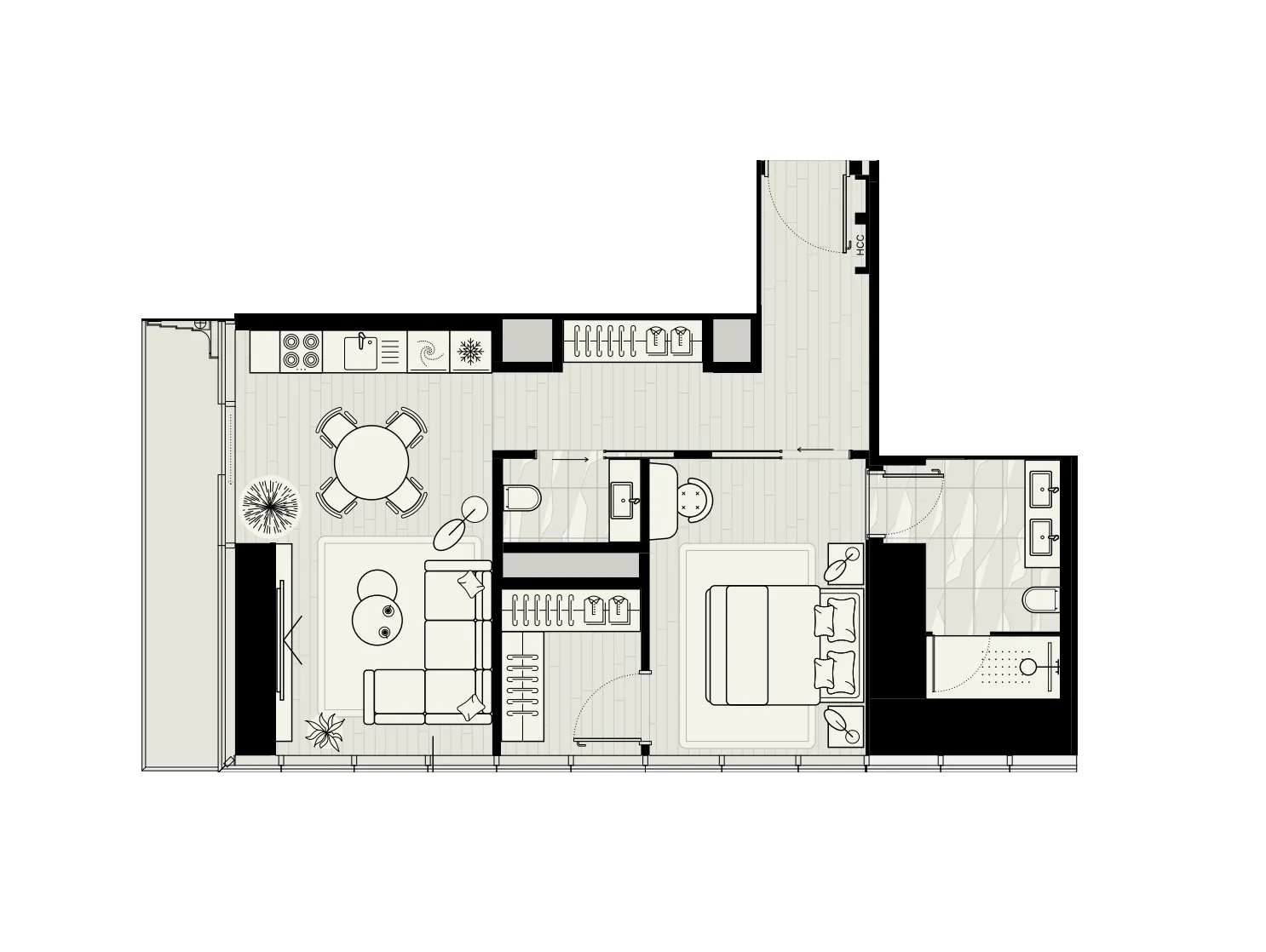 Mered Iconic Tower 1BR floor plan