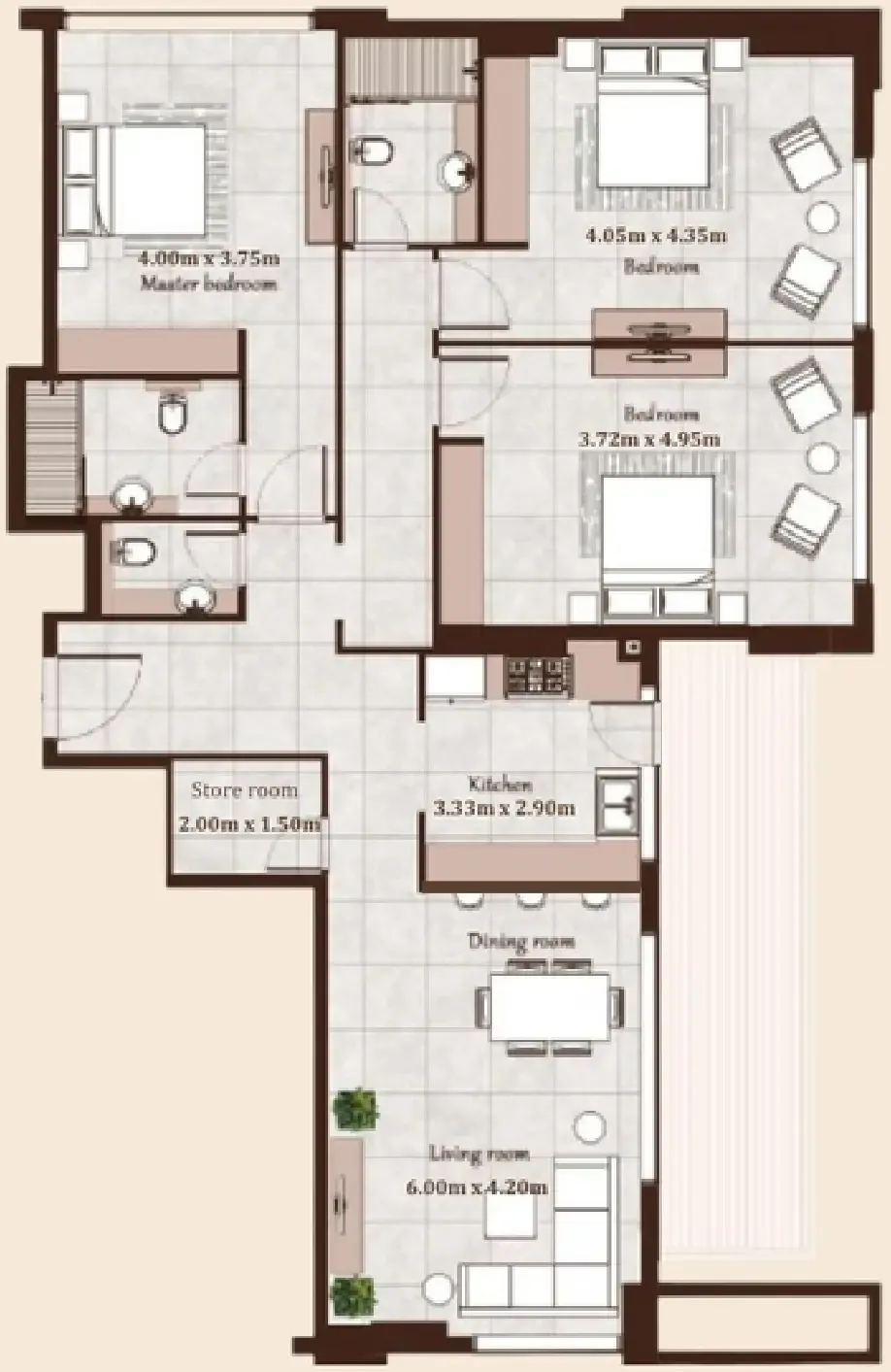3 bedrooms floor plan