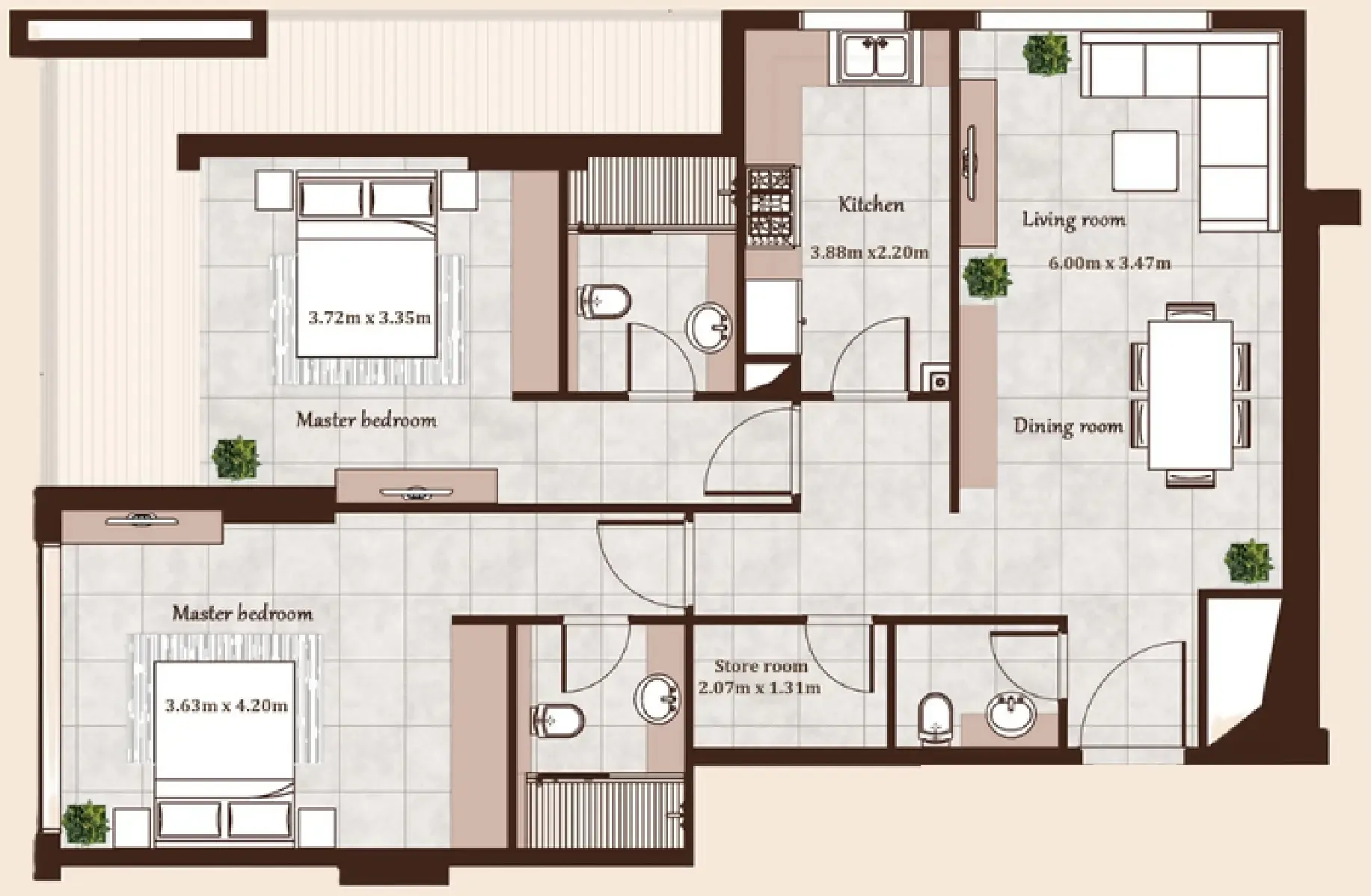 2 bed