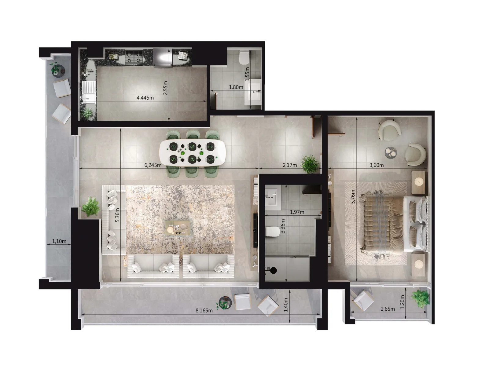 1 bedroom floor plan