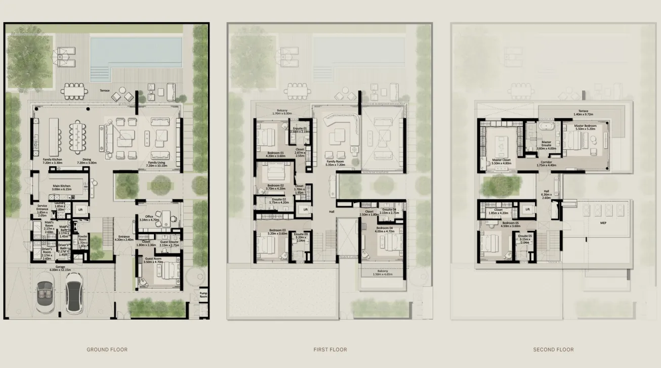 7 bedrooms floor plan