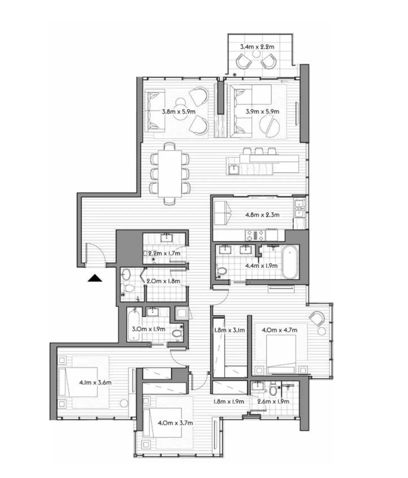 3 bedrooms floor plan
