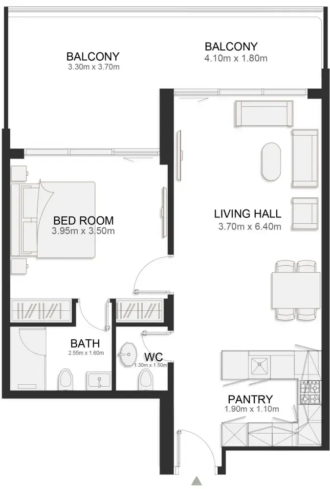 1 bedroom floor plan