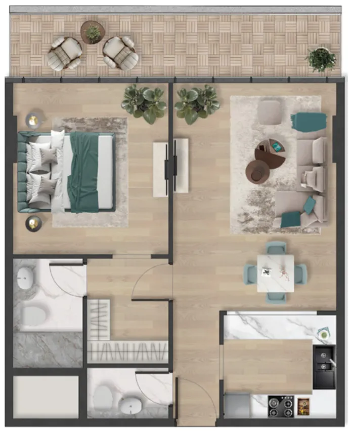 1 bedroom floor plan