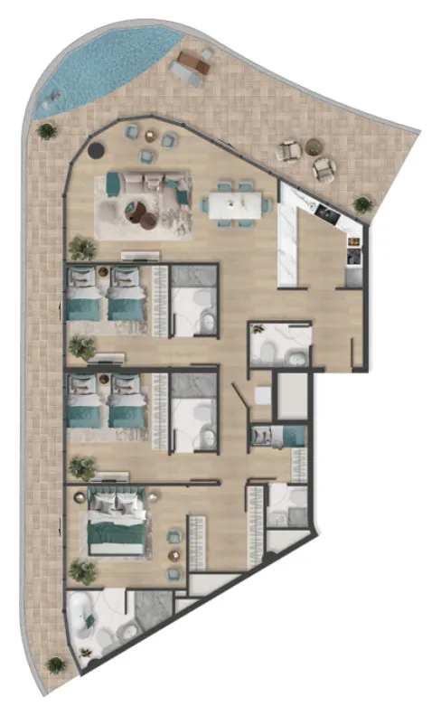 3 bedrooms floor plan