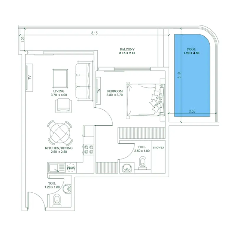 1 bed