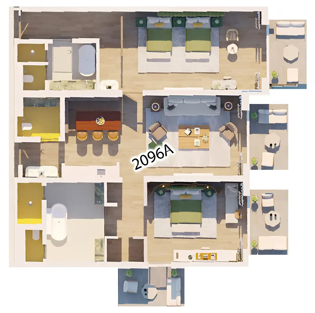 2 bedrooms floor plan