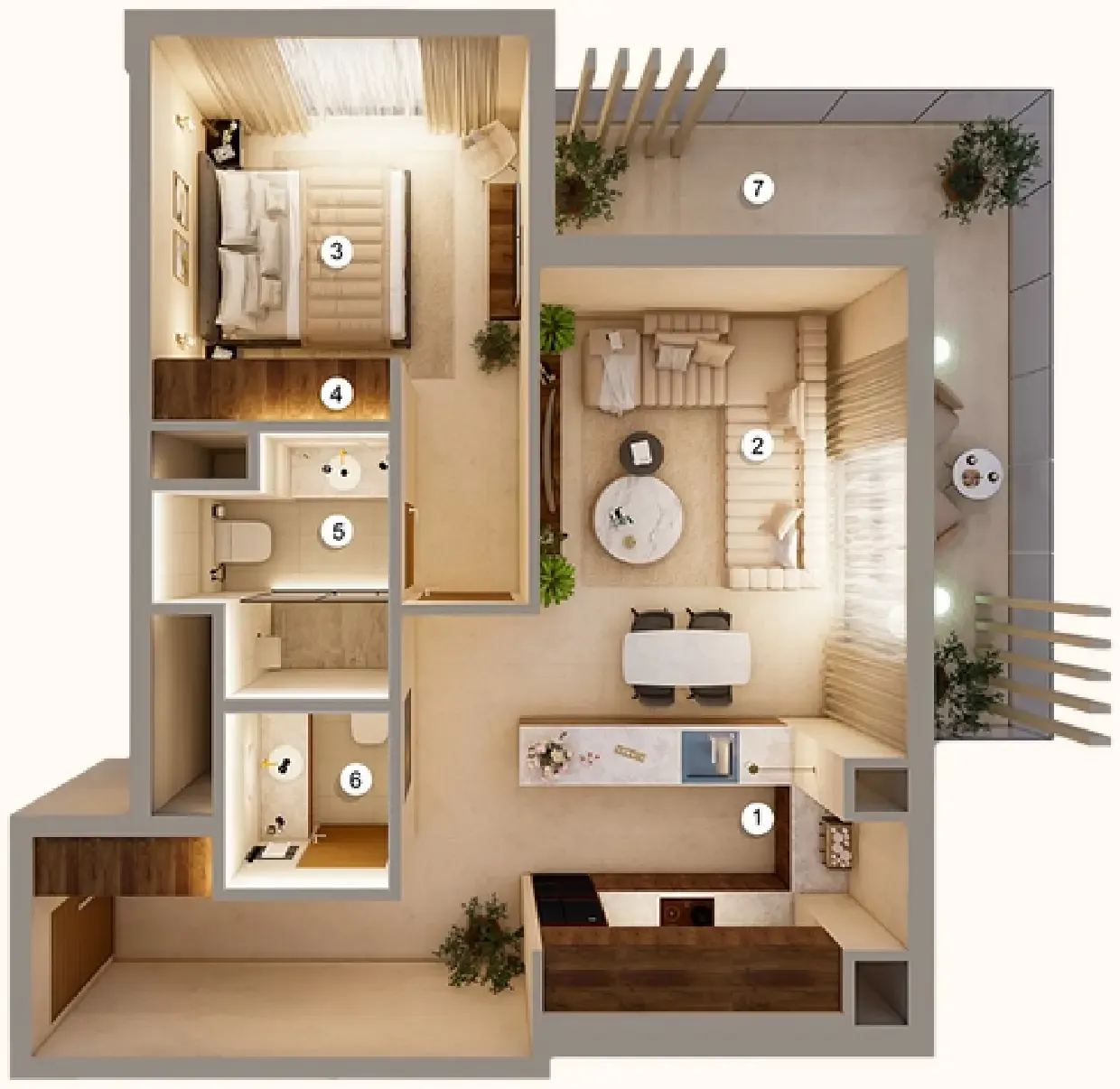 1 bed